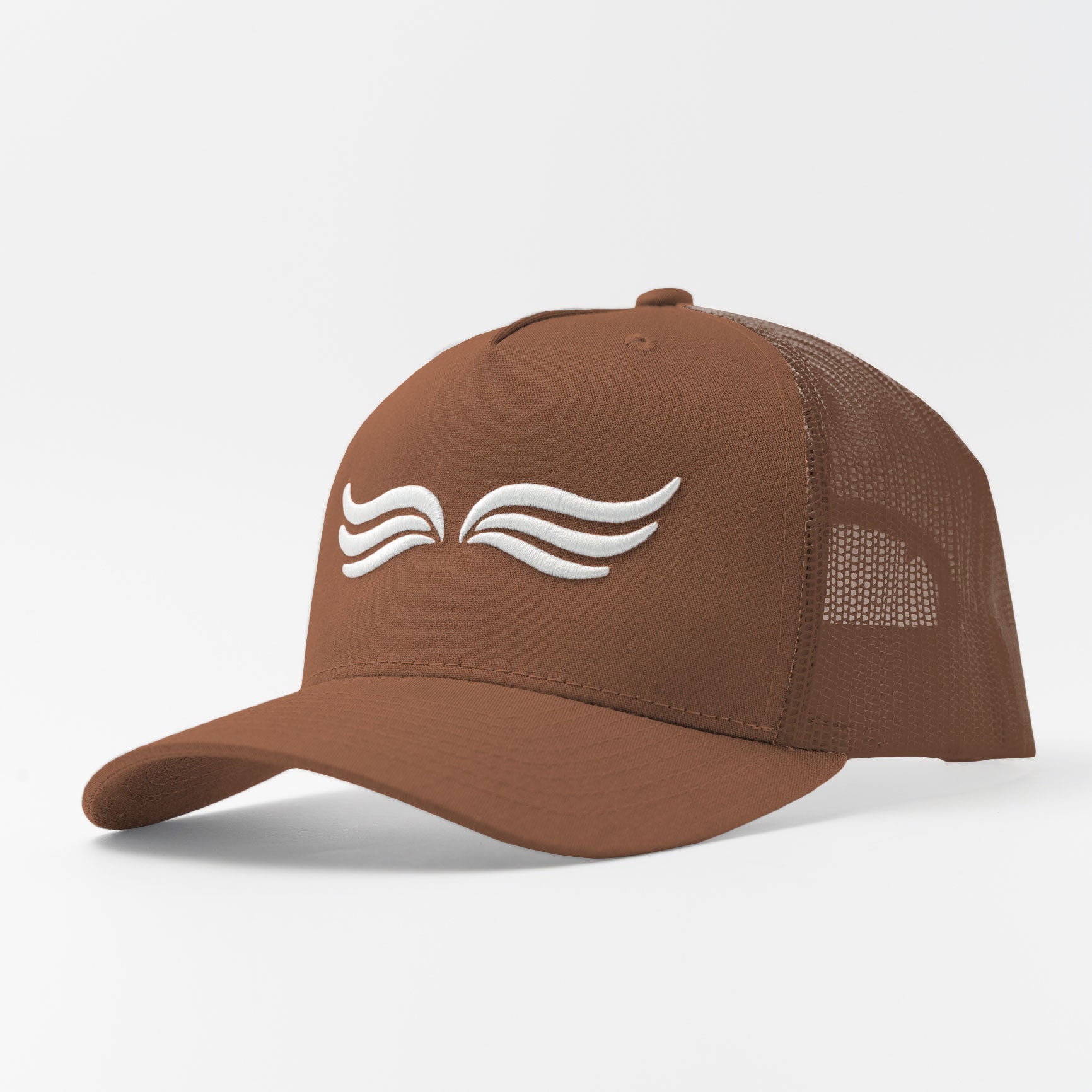 Trucker Hat – Burnt Brown | Warm brown 5-panel hat with classic curved brim