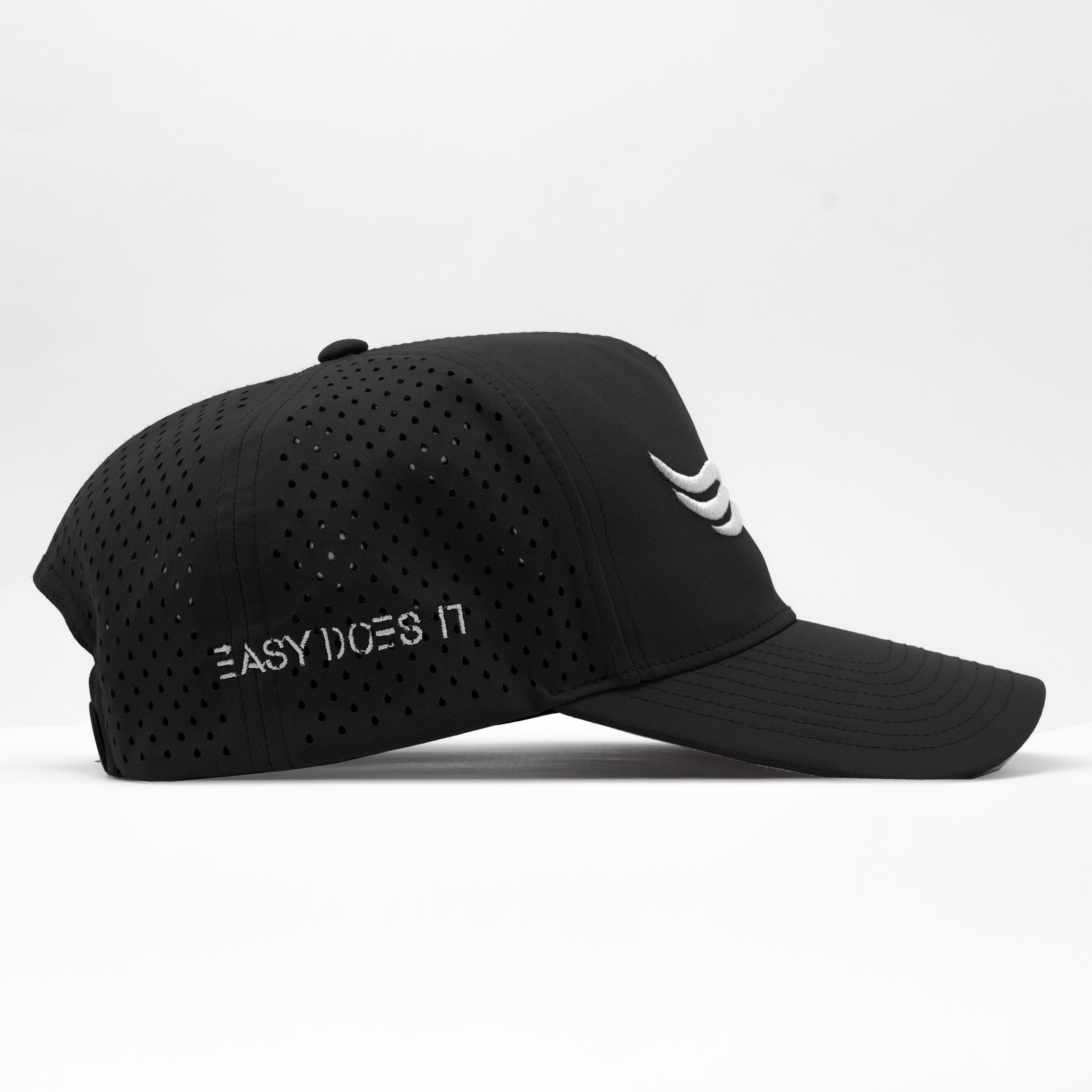 EZ Hat – Core Black | Side angle showing clean lines and breathable design

