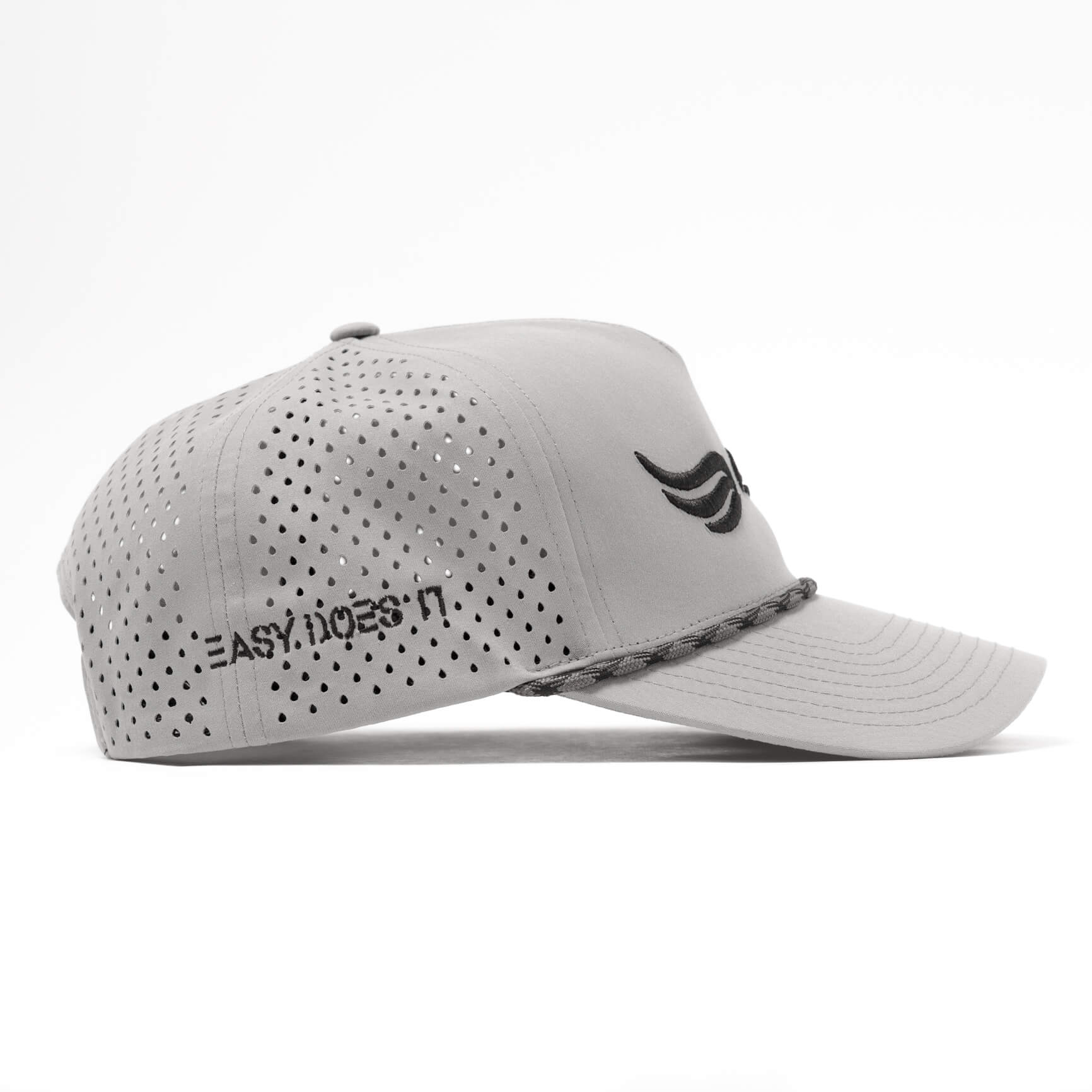 Light grey structured hat with clean lines and classic visor rope detail.