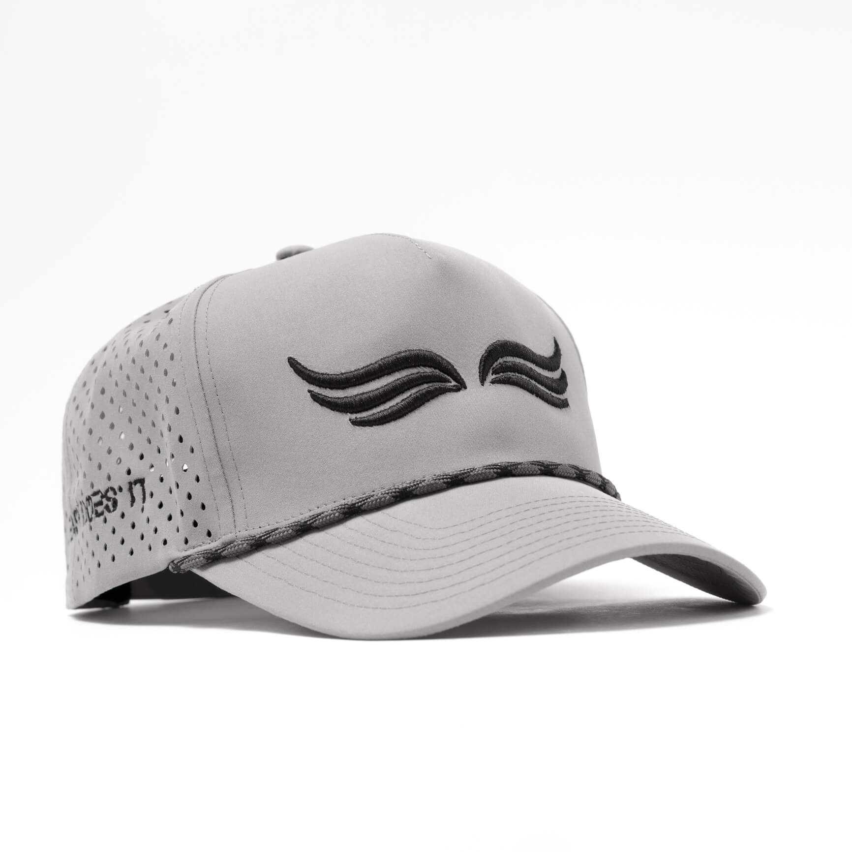 Light grey structured hat with clean lines and classic visor rope detail.