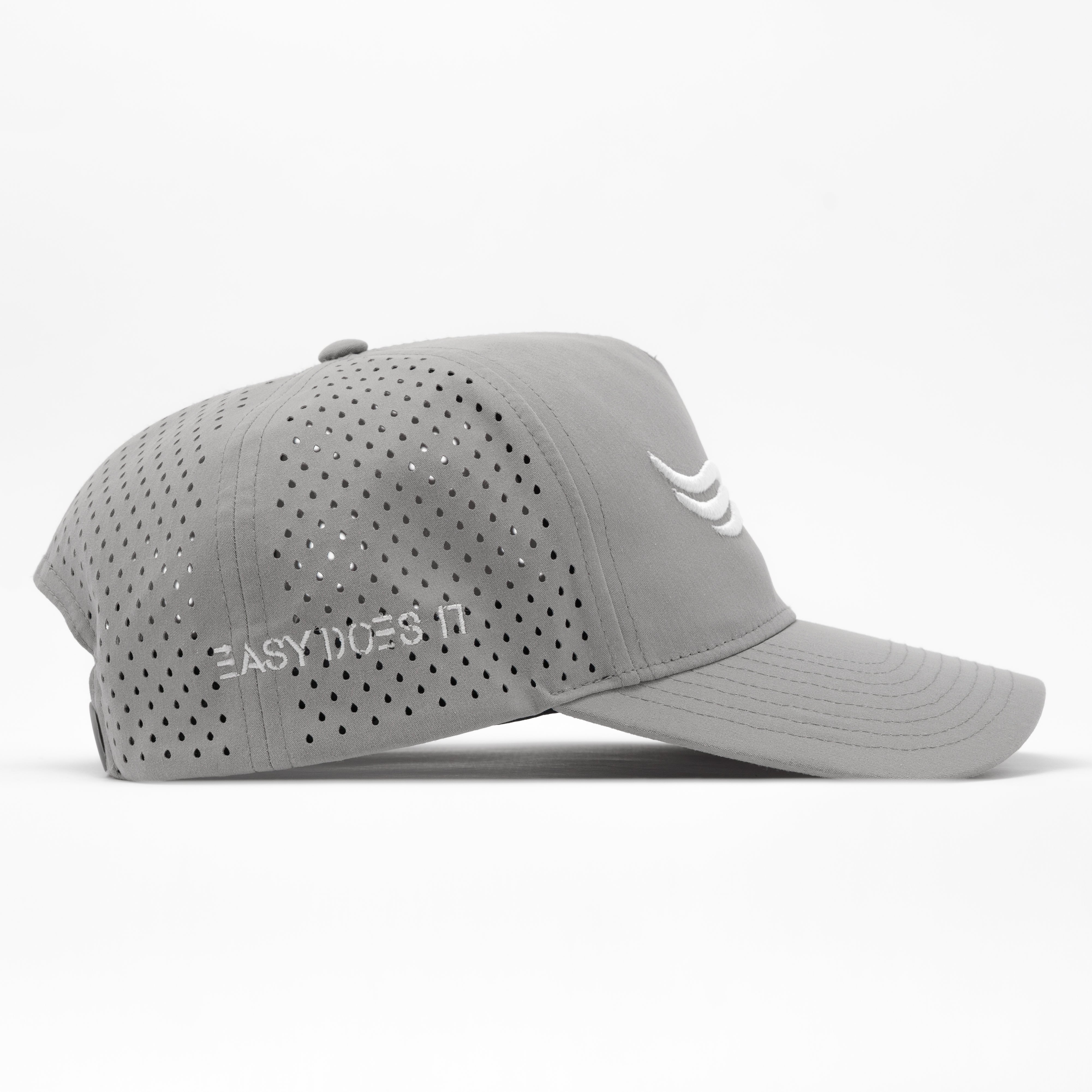 EZ Hat – Graphite Flow | Side profile showing airflow tech and minimalist design