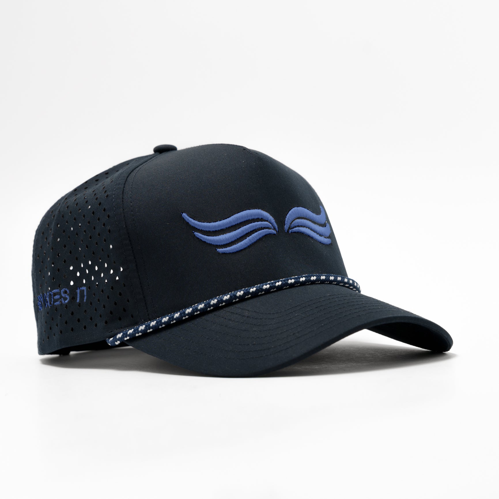 Navy cap with blue accents on a white background