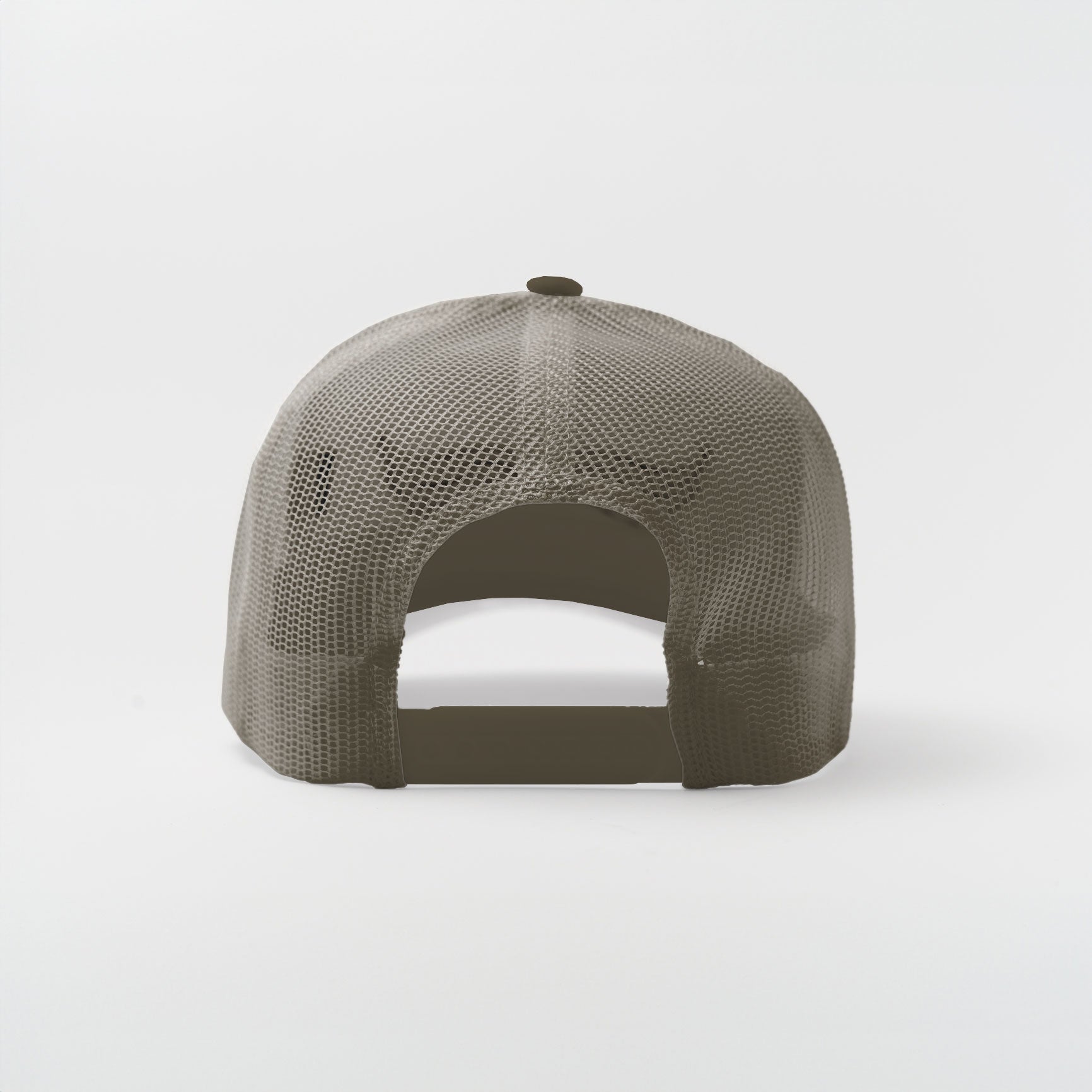 Trucker Hat – Olive Dust | Rear view with tonal snapback and curved visor

